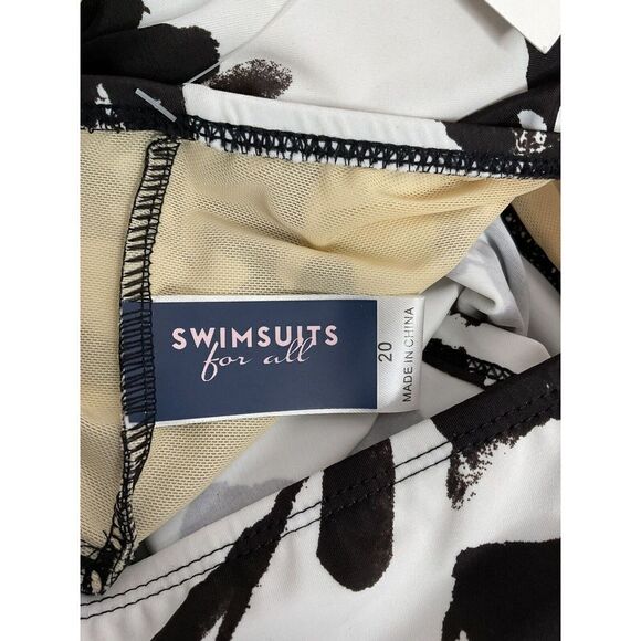 SWIMSUITSFOR ALL SHORE CLUB TANKINI top only BLACK WHITE size 20 swim‎ suit - Picture 10 of 13